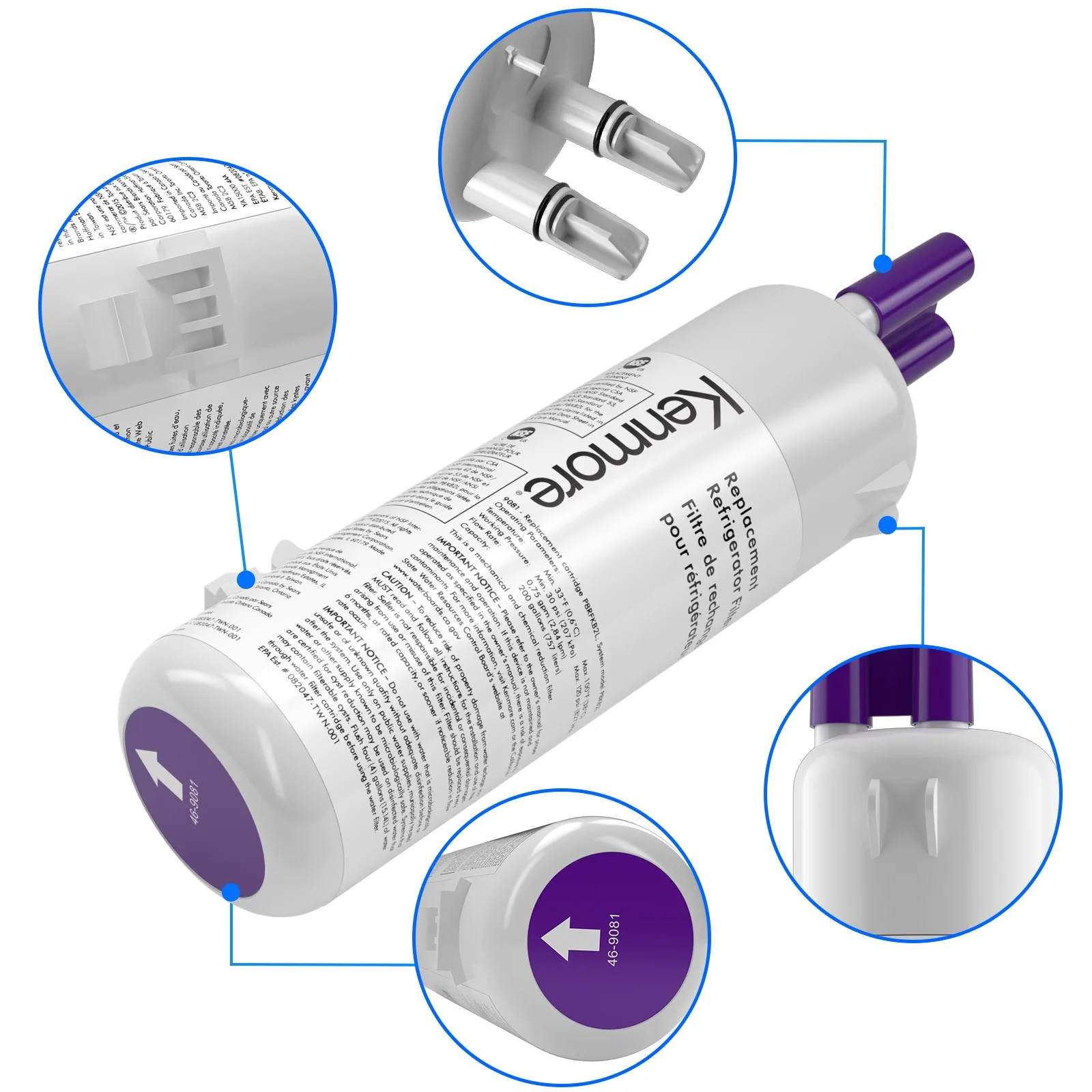 Refrigerator Water Filter 9930 & 9081 Compatible – Fresh Water (3 Pack)